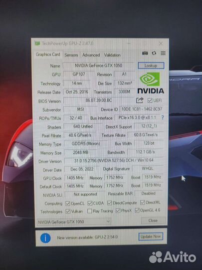 Видеокарта MSI GTX 1050 2gb