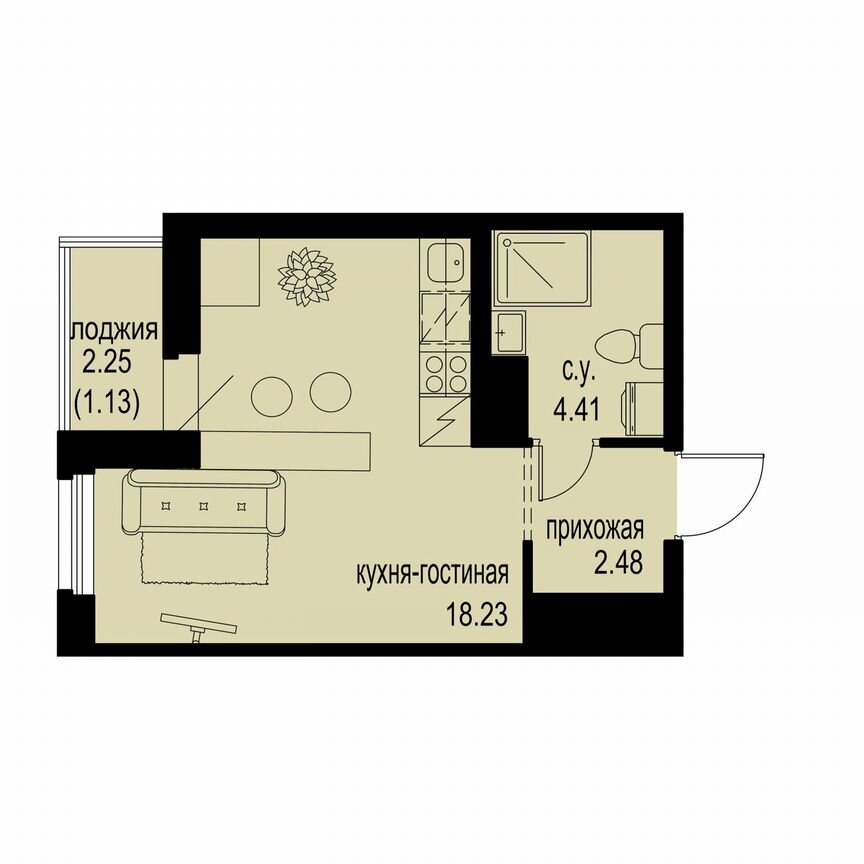 Квартира-студия, 26,3 м², 10/12 эт.