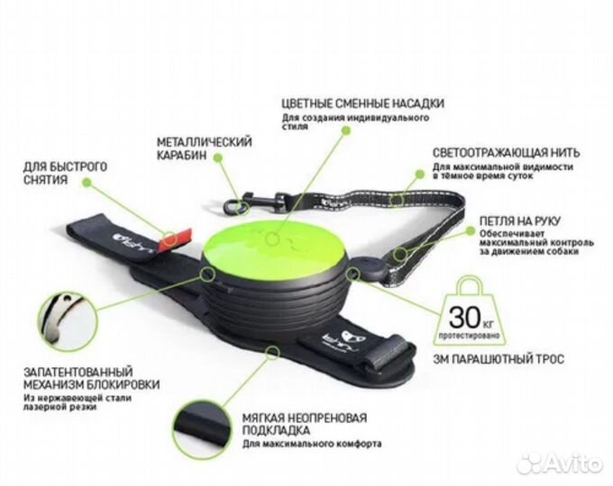 Поводок-рулетка для собак Lishinu Bungee 3м новый