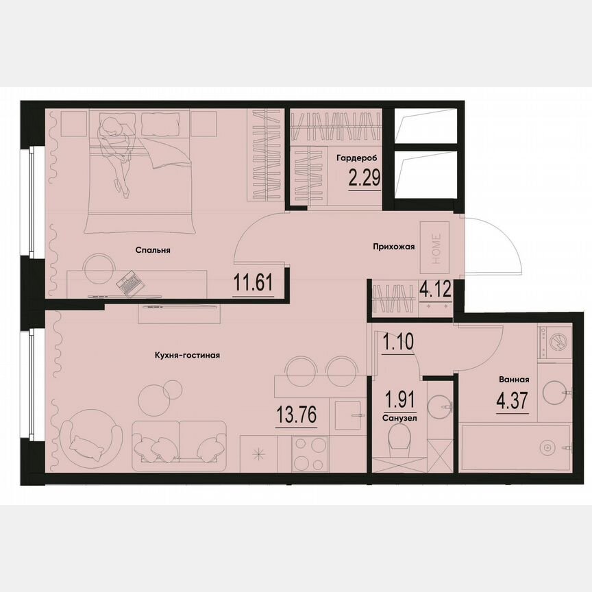 1-к. квартира, 39,2 м², 1/12 эт.