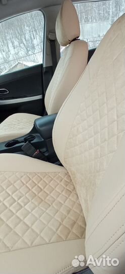 Авточехлы Ромб Экокожа и Алькантара бежевые