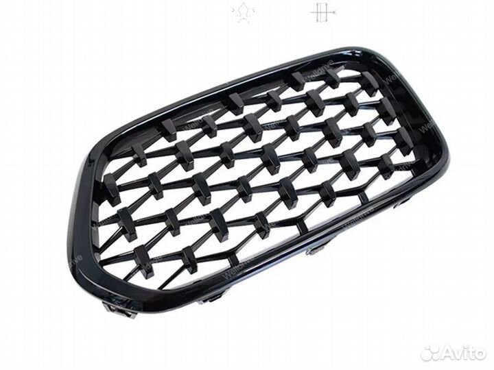 Решетка радиатора BMW X2 F39 Diamond черный глянец