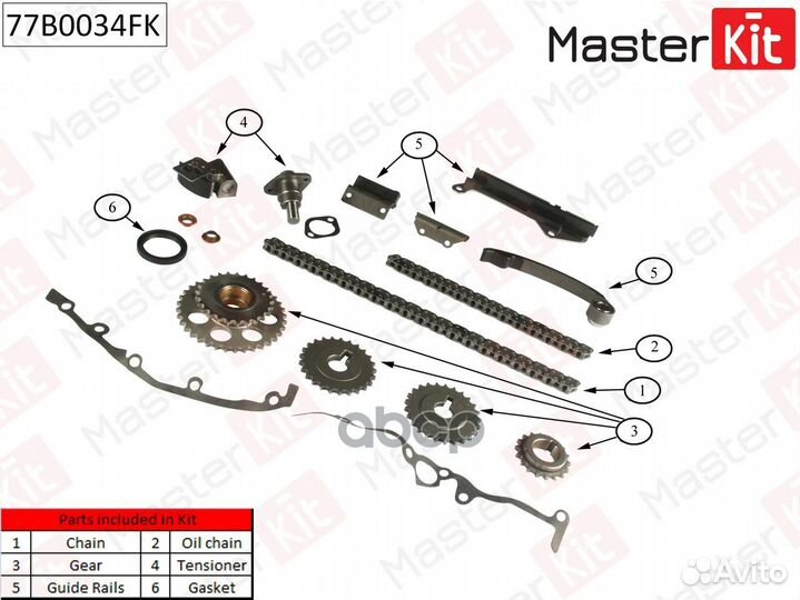 Комплект цепи грм 77B0034FK MasterKit