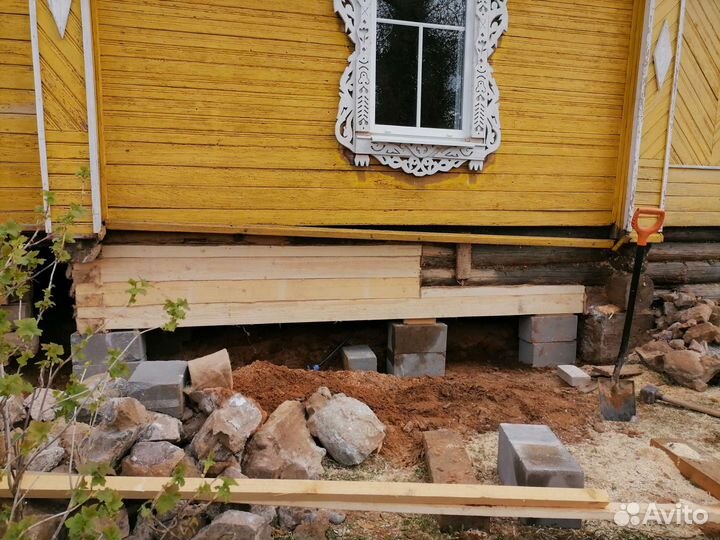 Подъем домов, бань. Замена венцов