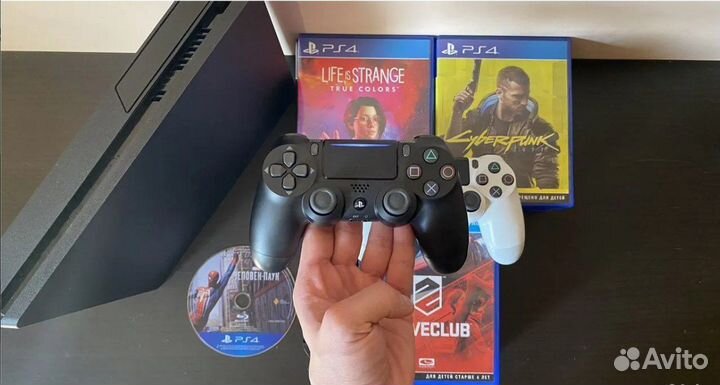 Sony playstation 4 slim 1tb+джойстик+игры