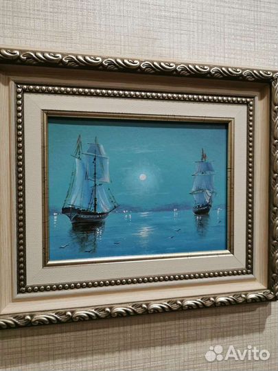 Картина маслом на холсте Корабли (с доставкой)