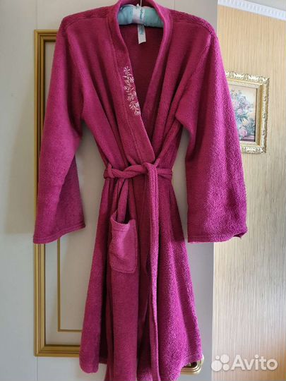 Махровый халат р.42-46, 2 цвета, ягодный и белый