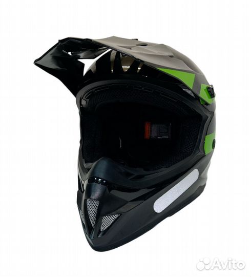 Шлем кроссовый детский Bilt Evo черный зеленый XXL