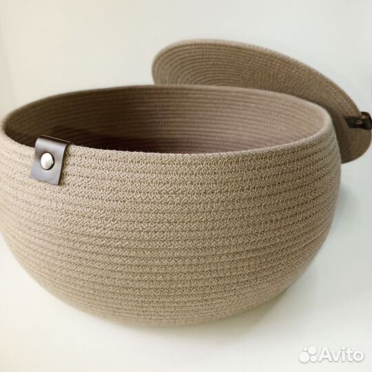 Корзина для хранения вещей круглая с крышкой