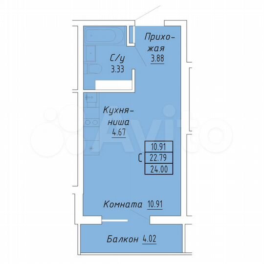 Квартира-студия, 24 м², 5/9 эт.
