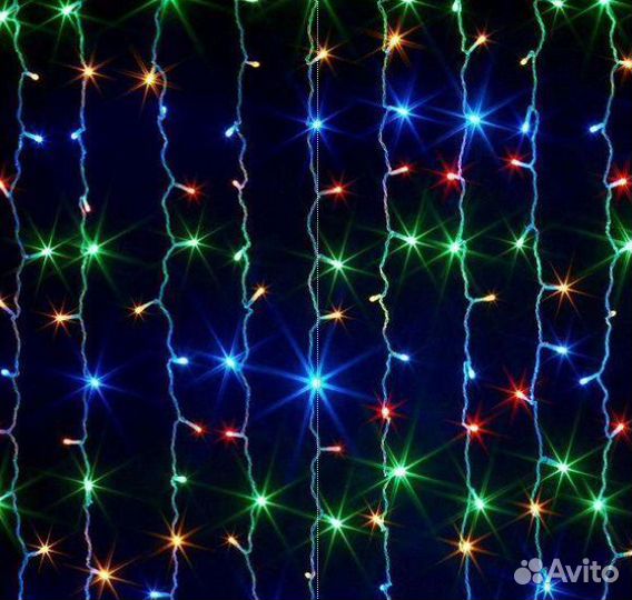 Гирлянда светодиодная Штора 2*2 метра цветная