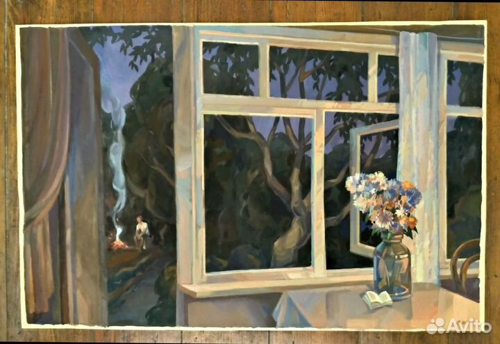 Картина Животков Заслуженный 1991 г. гуашь 68/45см