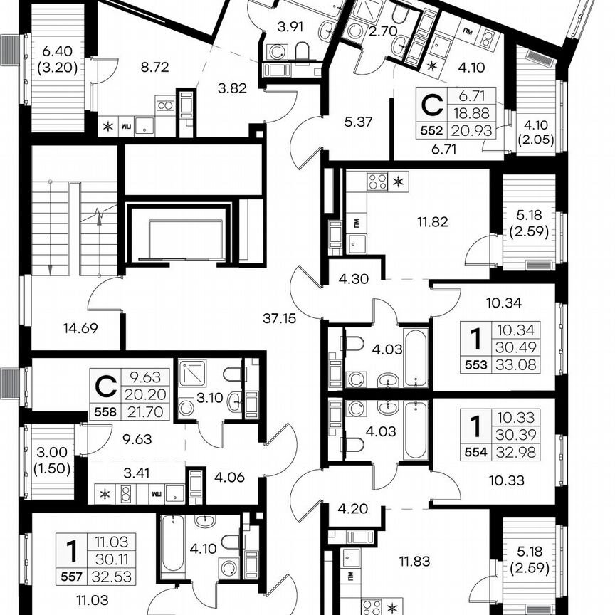 3-к. квартира, 86,4 м², 7/9 эт.