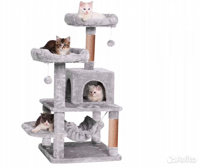 Домик для кошки с когтеточкой и лежаком с бортиком