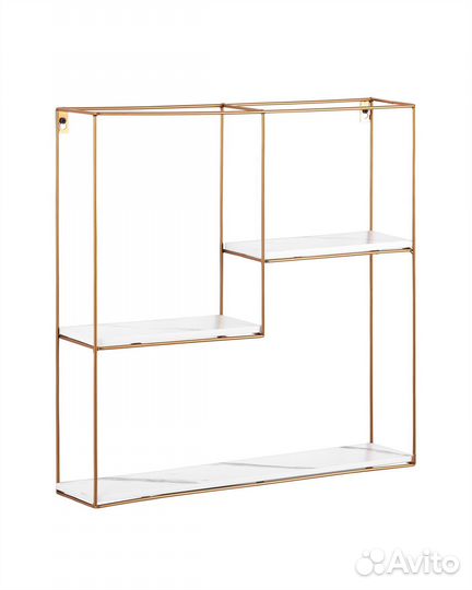 Полка Square золотая белый мрамор