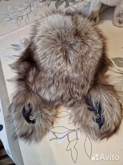 Шапка ушанка - чернобурка, черная