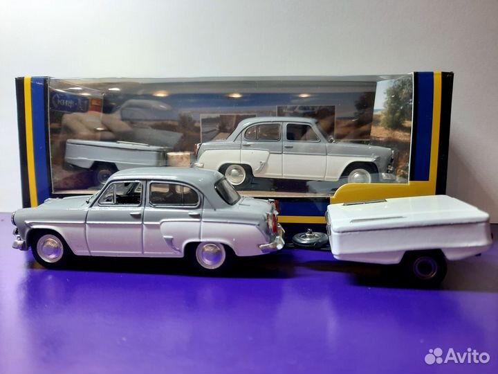 Машинка коллекционная. Москвич-407 с прицепом Скиф