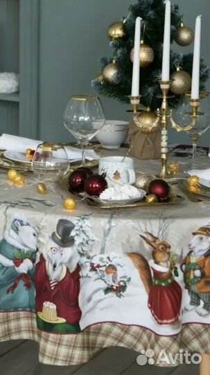 Скатерть новогодняя круглая д 150см