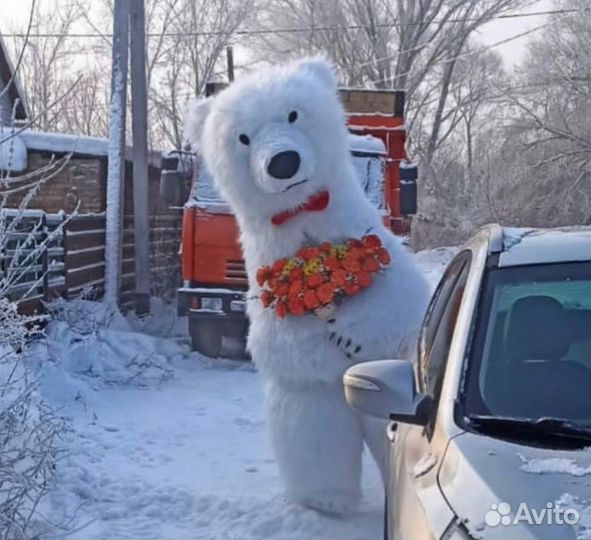 Ростовая кукла Белый Мишка Костюм аниматора