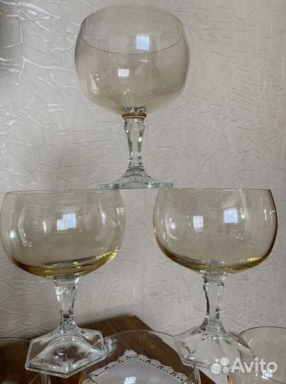 Фужеры для шампанского, креманки 6 шт цветные СССР