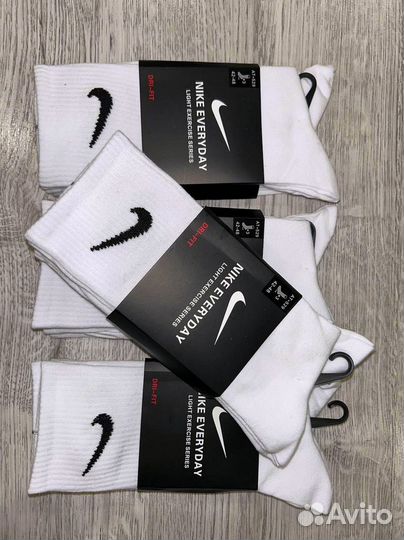 Носки nike everyday белые высокие 12 пар