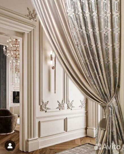 Шторы Премиум Жаккард шелк Геометрия