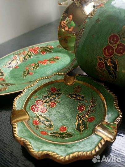 Ваза, поднос, пепельница, латунь, эмаль