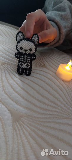 Амигуруми из бисера котик скелет
