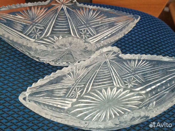 Ваза СССР хрусталь лодочка винтаж