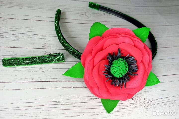 Ободок, заколка мак