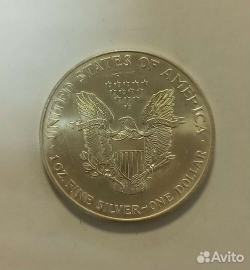 США 1 доллар 1999 Серебро 999 Унция UNC Отличный