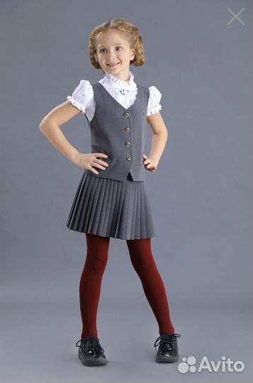 Жилетка для девочки школьная серая р. 146