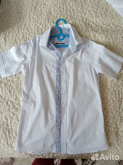 Рубашка для мальчика 134 белая хлопок