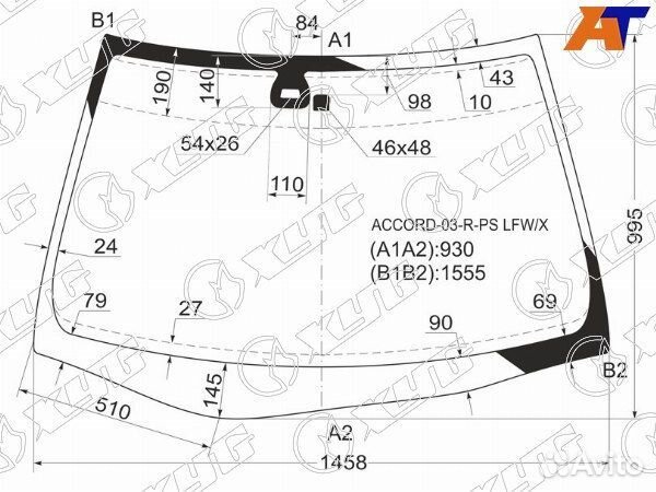 Стекло лобовое honda inspire