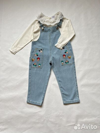 Джинсовый комбинезон на девочку 98 новый