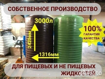 Ёмкость пластиковая Бак для воды и полива 3000 л