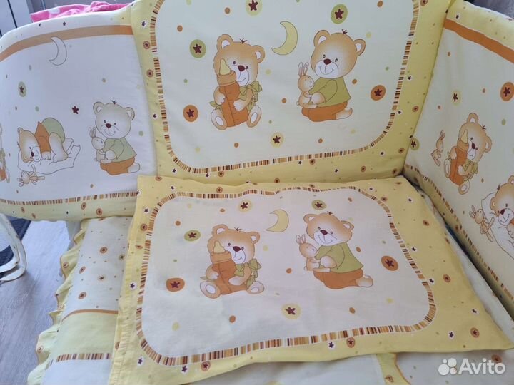 Комплект в кроватку: бортики,балдахин, 2 кпб