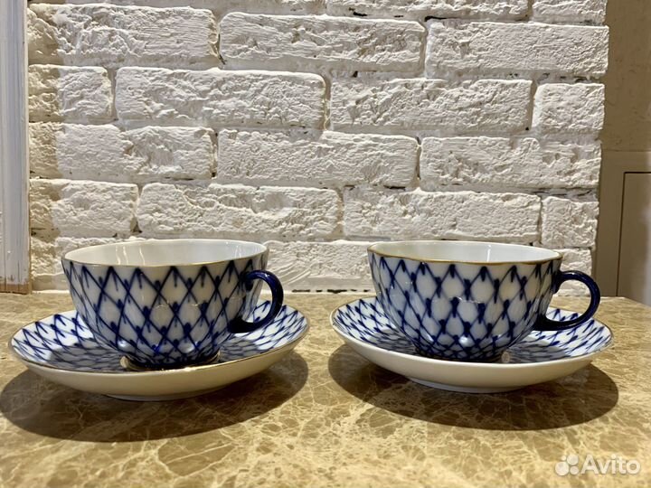 Чайная пара лфз кобальтовая сетка