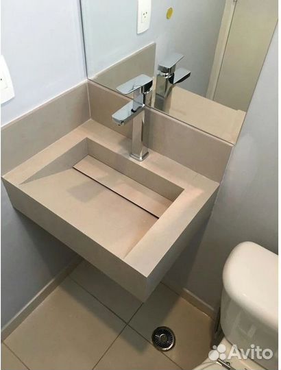 Дизайнерская раковина из керамогранита 120х60 см