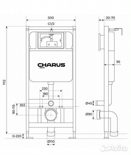 Инсталляция charus для унитаза CC.300.80.01