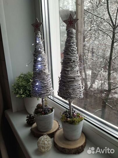 Елка плетёная из веток ручной работы (подарок)