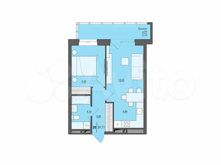 2-к. квартира, 39,7 м², 15/20 эт.