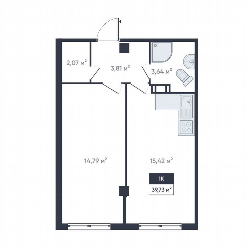 1-к. квартира, 40,6 м², 18/18 эт.