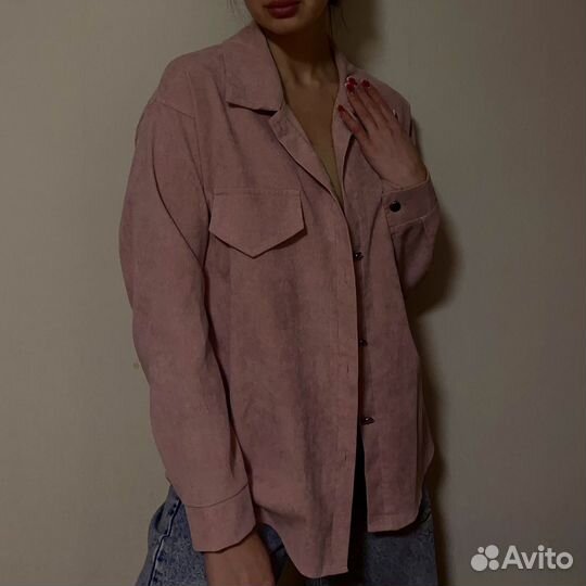 Вельветовая рубашка розовая