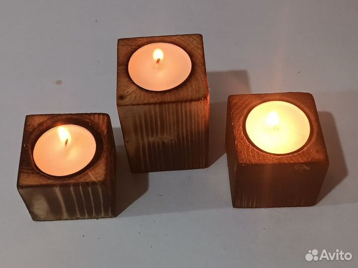 Подсвечник из дерева комплект 3шт
