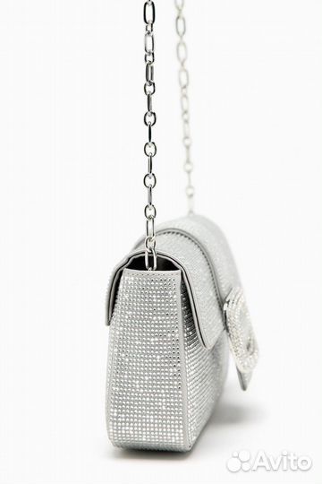 Серебряная сумка Zara со стразами