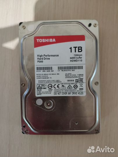 Жесткий диск Toshiba P300 hdwd110uzsva, 1тб, HDD