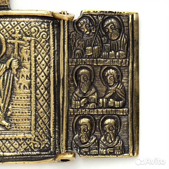 Бронзовая иконка-складень Кирик и Иулитта 00564