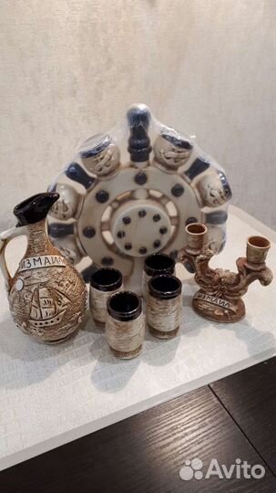 Рюмки, кувшин, набор рюмочный корабельный штурвал