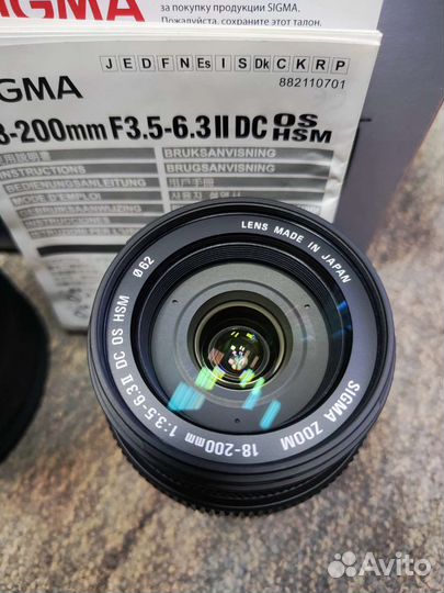 Объектив Sigma AF 18-200mm f/3.5-6.3 II DC